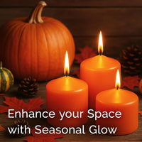 Stonebriar 6-pack orange unscented pillar candles, 3 by 3 inch