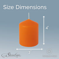 Stonebriar 6-pack orange unscented pillar candles, 3 by 4 inch, 35 hour burn time