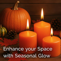 Stonebriar 6-pack orange unscented pillar candles, 3 by 4 inch, 35 hour burn time