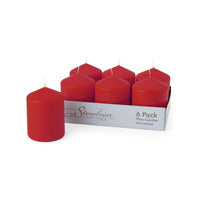 Stonebriar 6-pack red unscented pillar candles, 3 by 4 inch, 35 hour burn time