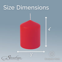 Stonebriar 6-pack red unscented pillar candles, 3 by 4 inch, 35 hour burn time