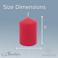 Stonebriar 6-pack red unscented pillar candles, 3 by 6 inch, 65 hour burn time