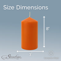Stonebriar 6-pack orange unscented pillar candles, 3 by 8 inch
