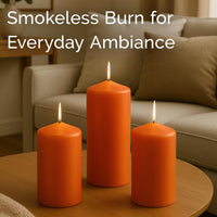 Stonebriar 6-pack orange unscented pillar candles, 3 by 8 inch