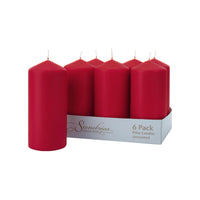Stonebriar 6-pack red unscented pillar candles, 3 by 8 inch
