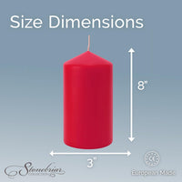 Stonebriar 6-pack red unscented pillar candles, 3 by 8 inch
