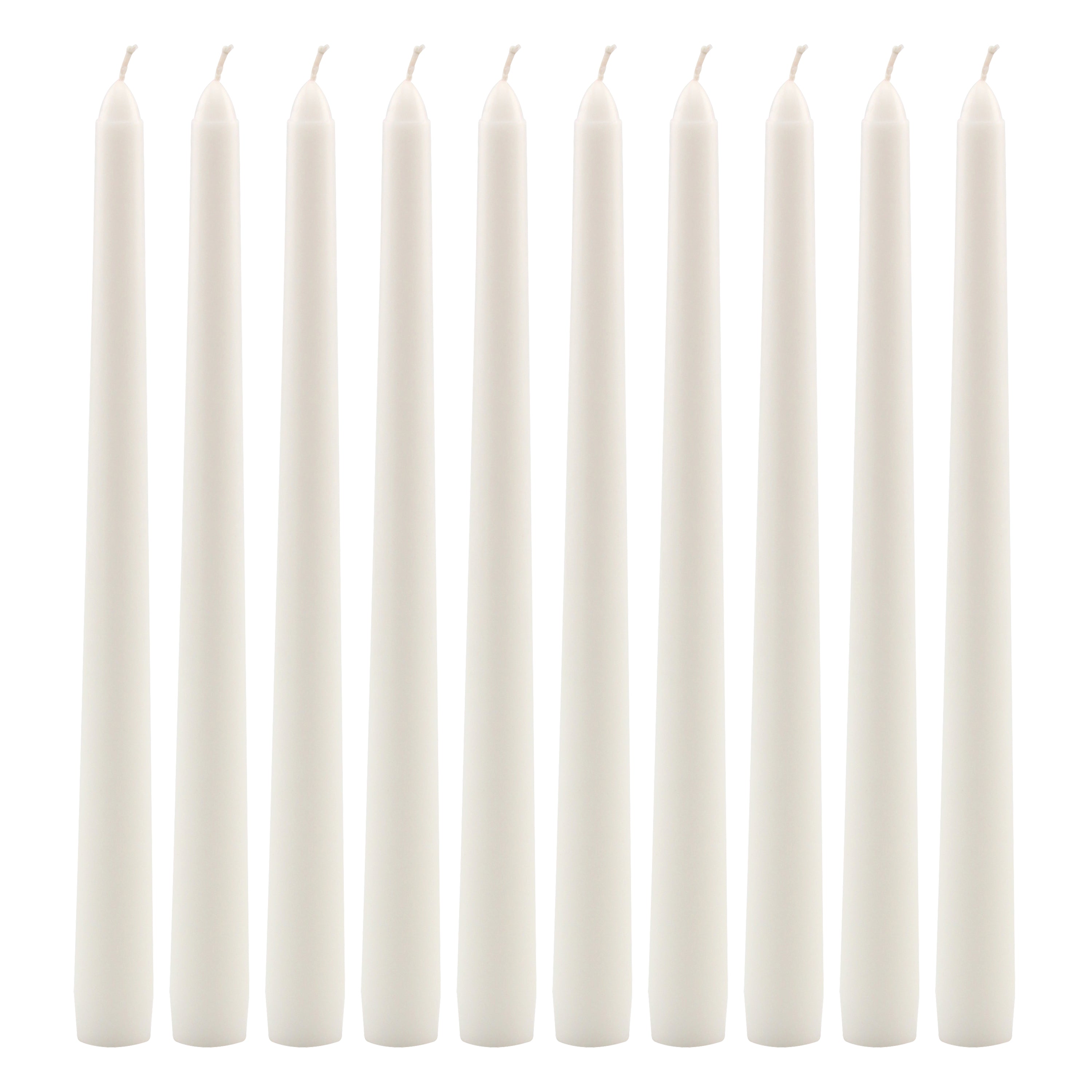 Stonebriar Tall 10" White Unscented 10 Count Taper Candles, 7 Hour Burn Time (WS)