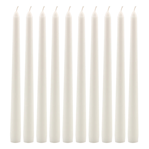 Stonebriar Unscented Taper Candles — 7 Hour Burn Time, Candle Stick Candles for Weddings, Holidays, Home Décor & Special Events, Pack of 10, White, 10"