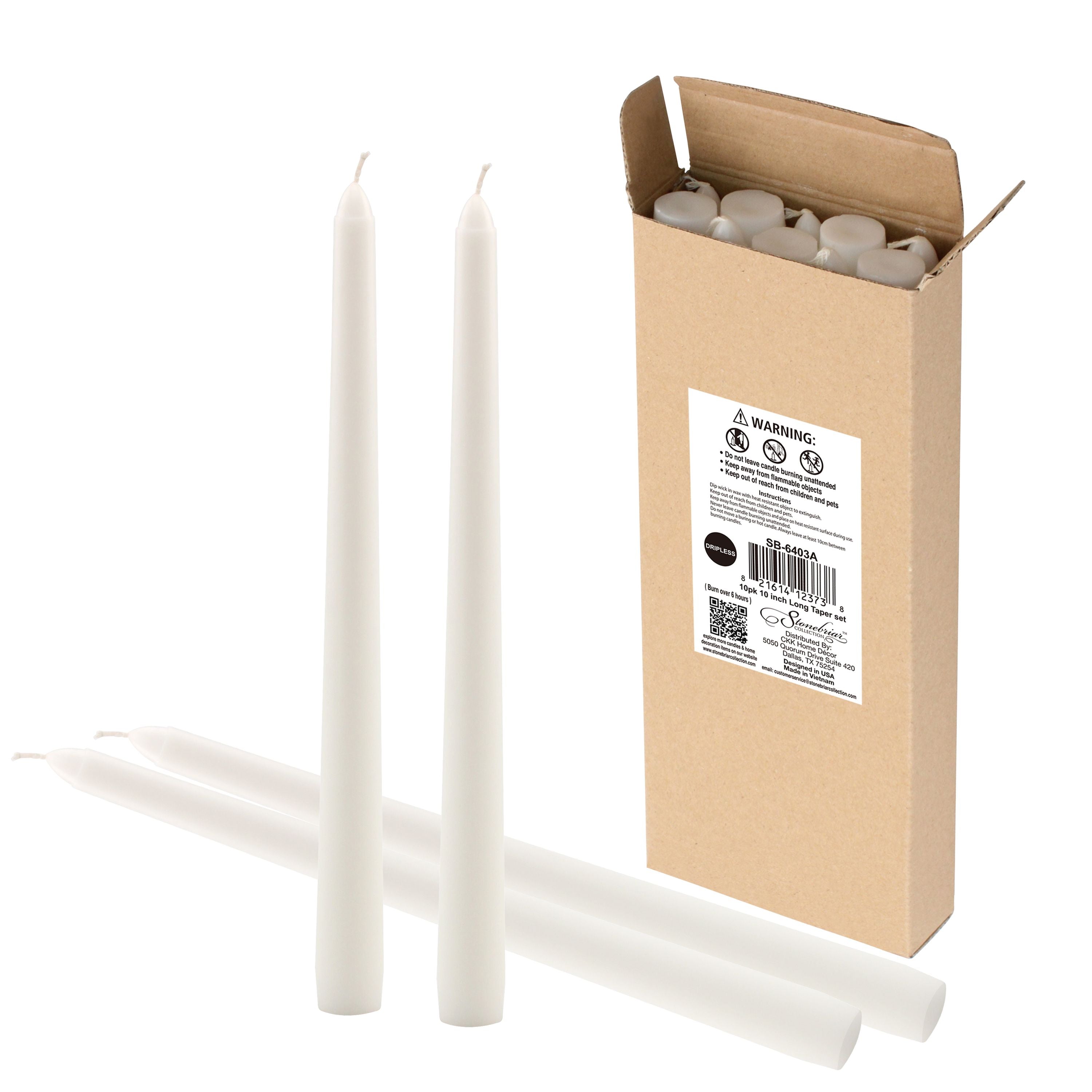 Tall 10 Unscented Dripless 10 Pack Taper Candles