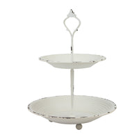 2-Tier Trinket Tray with Attached Handle - Metal - Off-White - 9.8" x 7.6"