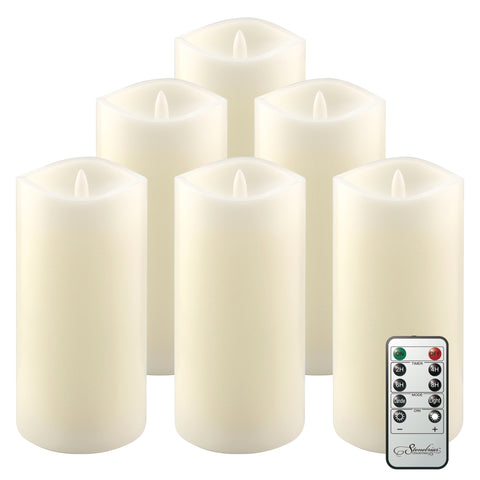 6 Pack Real Wax 3x6 Flameless LED Pillar Candles with Remote and Timer (WS)