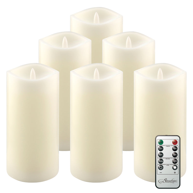 6 Pack Real Wax 3x6 Flameless LED Pillar Candles with Remote and Timer