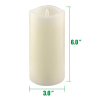 6 Pack Real Wax 3x6 Flameless LED Pillar Candles with Remote and Timer