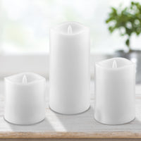 3-Pack Real Wax Assorted Size Flameless LED Pillar Candles with Remote and Timer