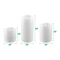 3-Pack Real Wax Assorted Size Flameless LED Pillar Candles with Remote and Timer