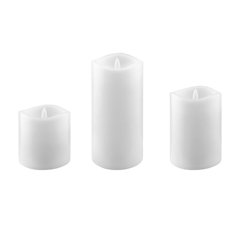 3-Pack Real Wax Assorted Size Flameless LED Pillar Candles with Remote and Timer (WS)