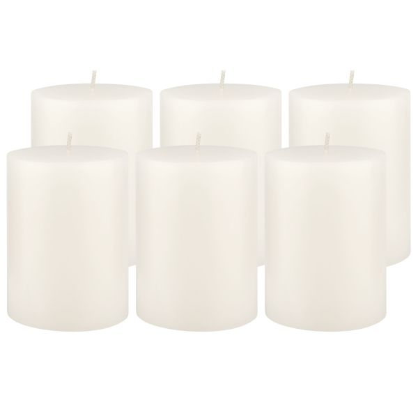 Unscented 3" x 4" 1-Wick White Pillar Candles, 6 Pack, White (WS)
