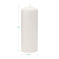 3x8 Unscented White Pillar Candles (Set of 6)