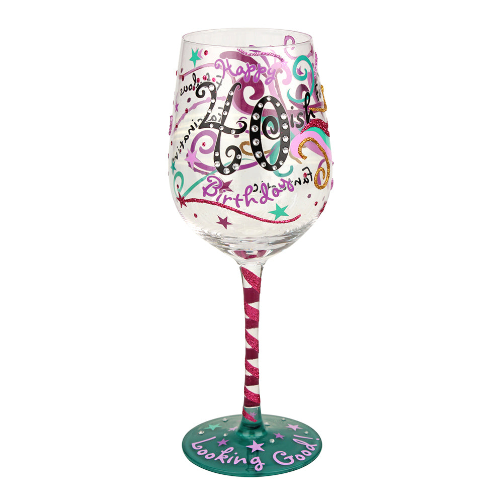Top Shelf Decorative Multicolored 40ish Birthday Wine Glass