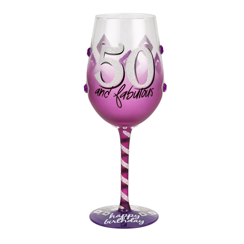 50th Birthday- Personalised Glitter Wine Glass
