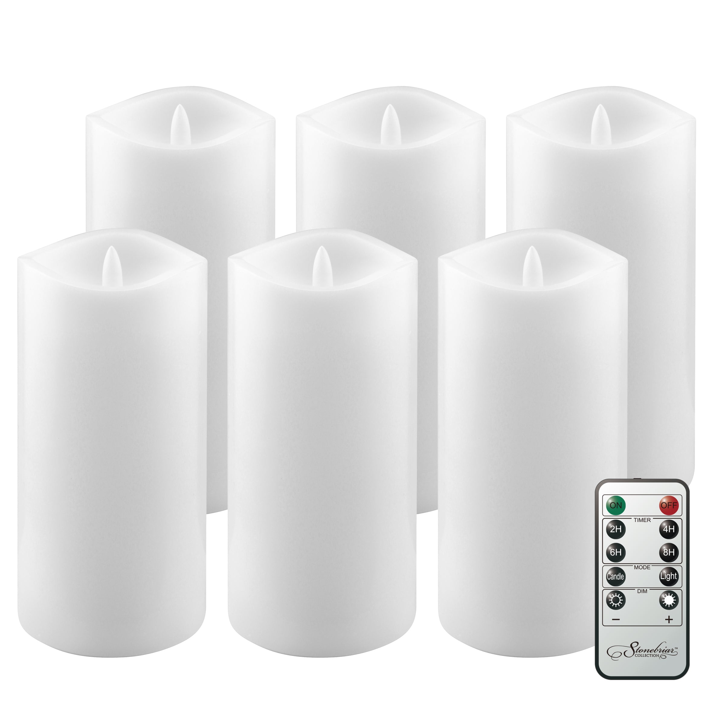 6-Pack Real Wax 3x6 Flameless LED Pillar Candles with Remote and Timer (WS)