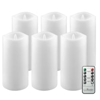 6-Pack Real Wax 3x6 Flameless LED Pillar Candles with Remote and Timer