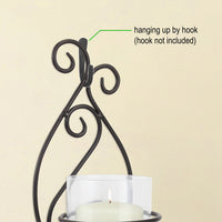 Black Scrolled Metal Pillar Candle Wall Sconce