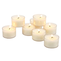 6 to 7 Hour Long Burning Unscented Clear Cup Tea Light Candles, White, Bulk 192 Pack