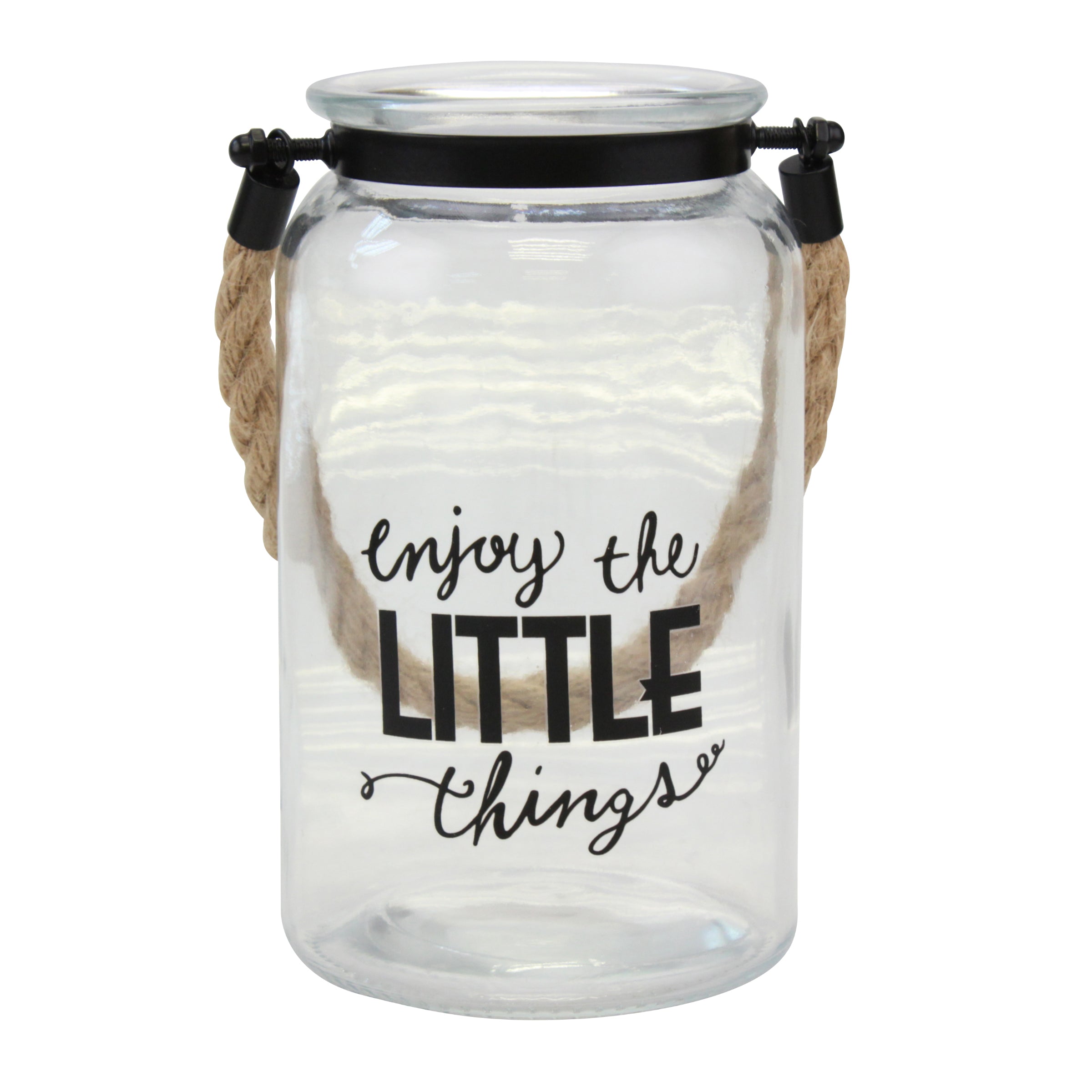 "Enjoy The Little Things" Decorative Glass Candle Lantern (WS)