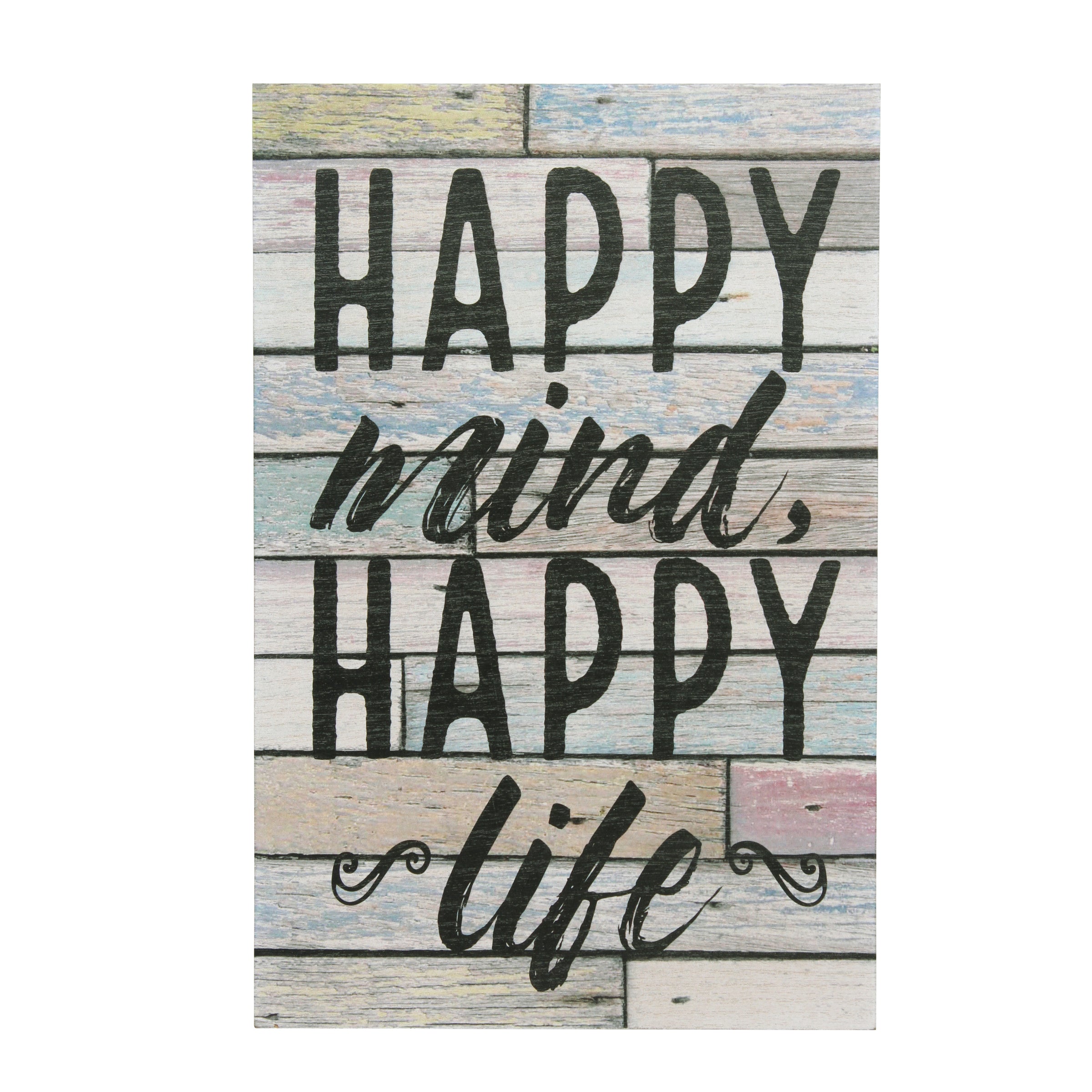 "Happy Mind, Happy Life" Wood Wall Art Decor | Stonebriar Collection
