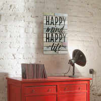 "Happy Mind, Happy Life" Wood Wall Art Decor | Stonebriar Collection