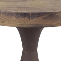 Rustic Worn Natural Wood and Metal Pedestal Tray