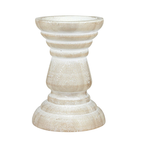 Medium White Beach House Pillar Candle Holder