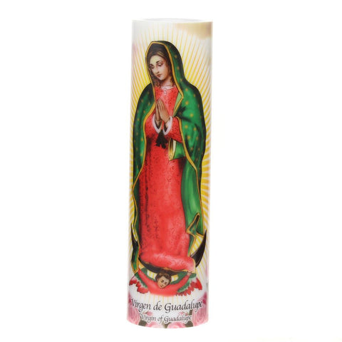 Virgin of Guadalupe Flameless LED Prayer Candle with Timer