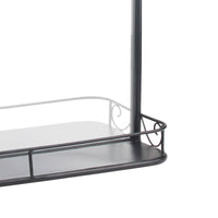 Rectangle Black Metal Wall Mirror with Hanging Chain and Shelf