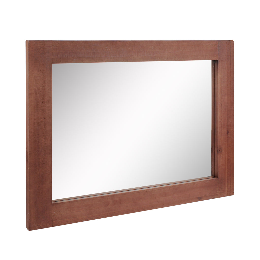 Rustic Rectangular Redwood Wooden Frame Hanging Wall Mirror ...