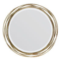 Round Decorative Gold 17" Metal Banded Hanging Wall Mirror