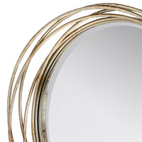 Round Decorative Gold 17" Metal Banded Hanging Wall Mirror
