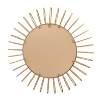 Round Decorative Gold 24" Metal Sunburst Hanging Mirror for Wall