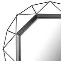 28 Inch Black Geometric Metal Frame Hanging Wall Mirror