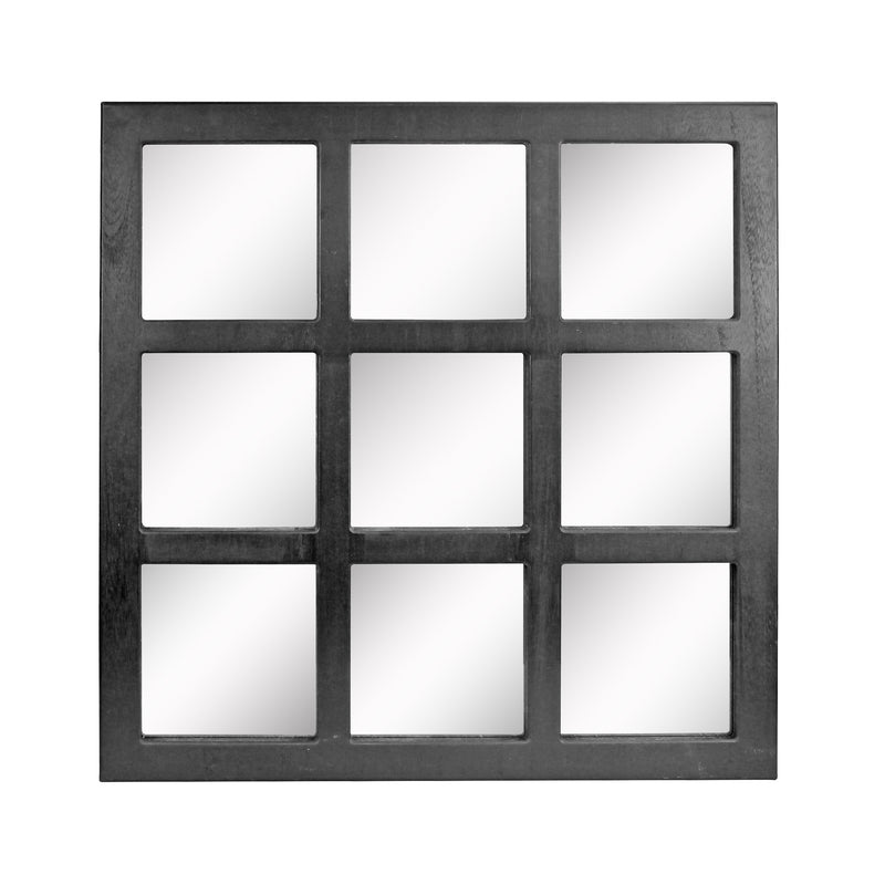 Square Rustic 9 Panel Window Pane Hanging Wall Mirror | Stonebriar Collection