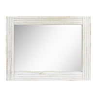 Rustic Rectangular Worn White Wood Frame Hanging Wall Mirror | Stonebriar Collection