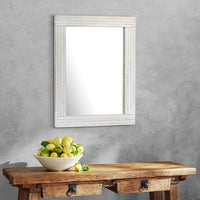 Rustic Rectangular Worn White Wood Frame Hanging Wall Mirror | Stonebriar Collection