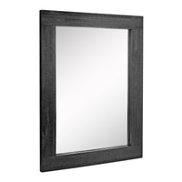 Rustic Rectangular Black Painted Wood Frame Hanging Wall Mirror