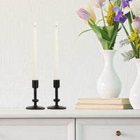 5" Black Cast Iron Metal Taper Candle Holder Set, Small
