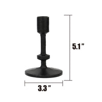 5" Black Cast Iron Metal Taper Candle Holder Set, Small