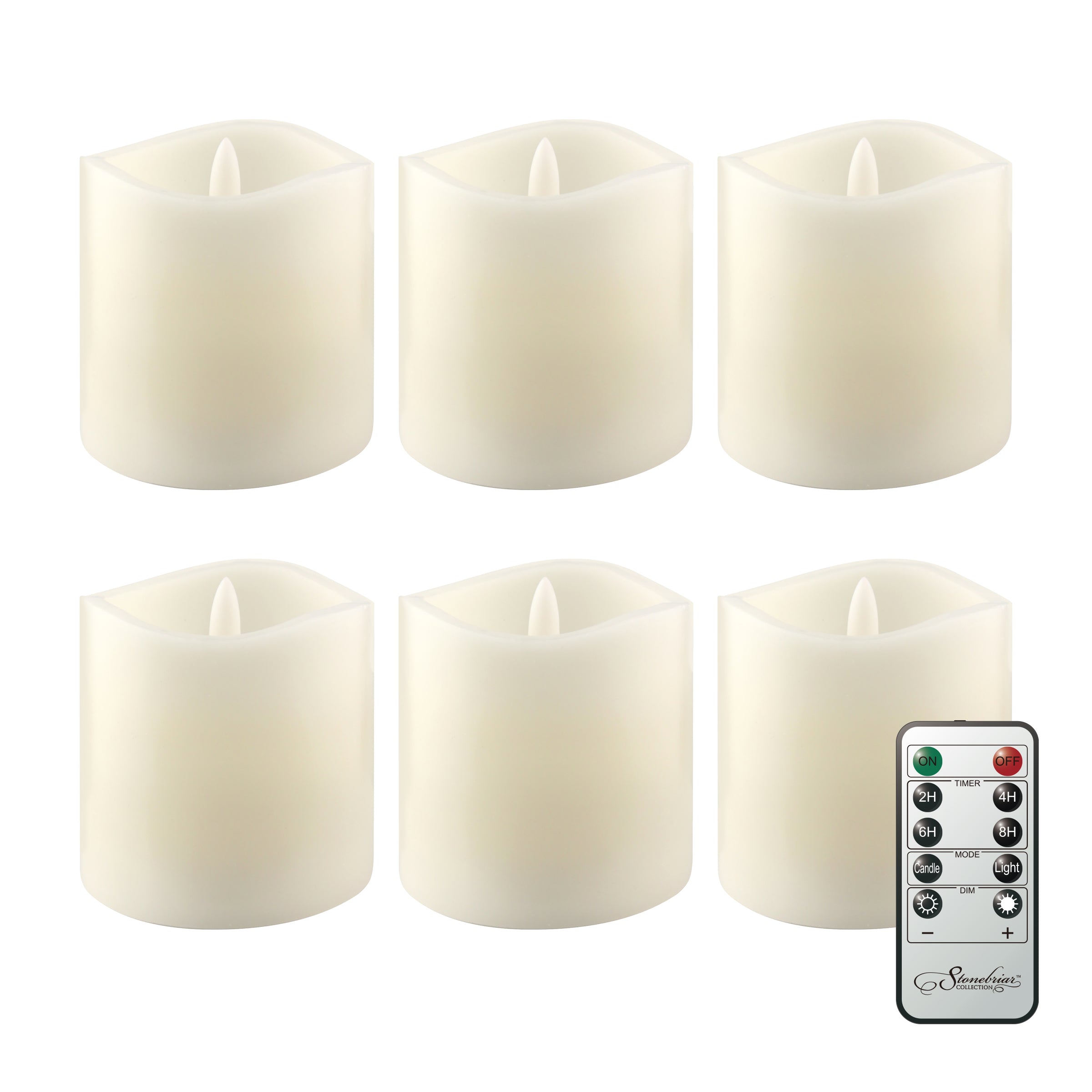 6 Pack Real Wax 3x3 Flameless LED Pillar Candles with Remote and Timer