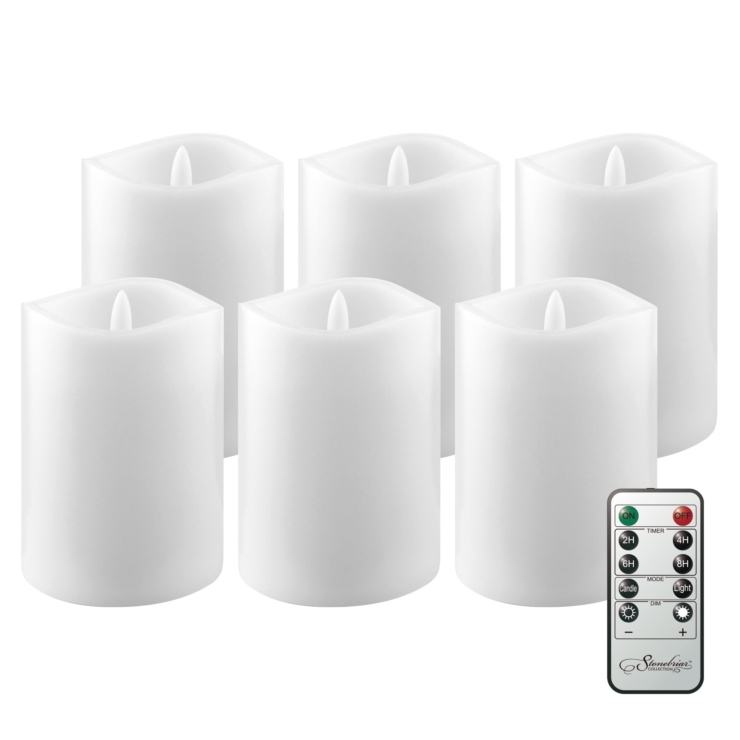 6 Pack Real Wax 3x4 Flameless LED Pillar Candles with Remote and Timer (WS)