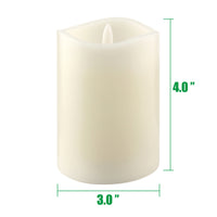 6 Pack Real Wax 3x4 Flameless LED Pillar Candles with Remote and Timer