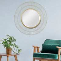 Stonebriar 28" Decorative Modern Round Metal Wire Mirror for Wall